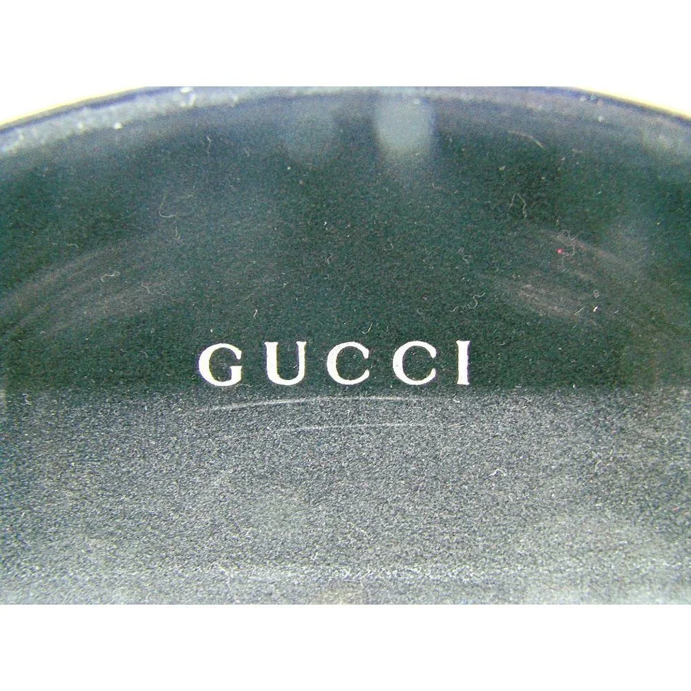 Gucci Sunglasses Hard Clam Shell Eye Glasses Case Black Embossed Logo M/L Size